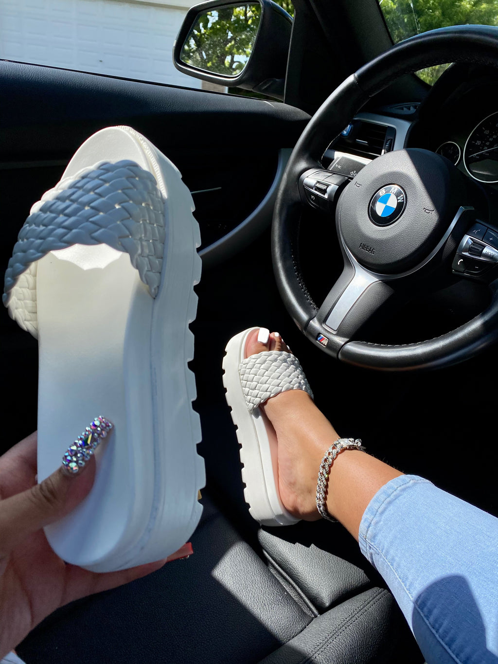 Dream Platform Sandals White